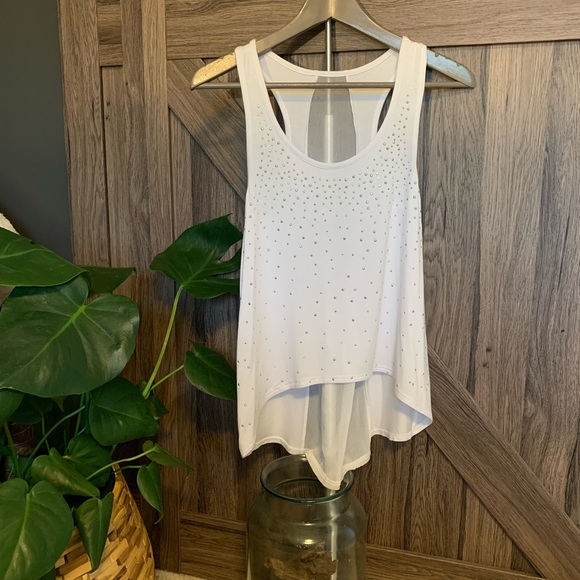 White Tank Top with Sheer Panels, Small - Picture 1 of 4